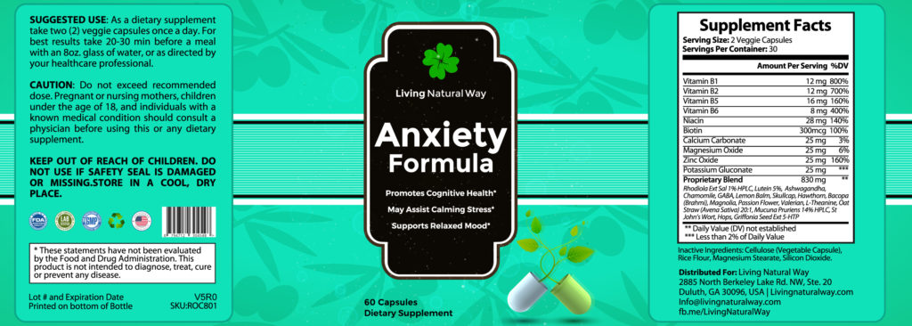 Anxiety Formula IR Label